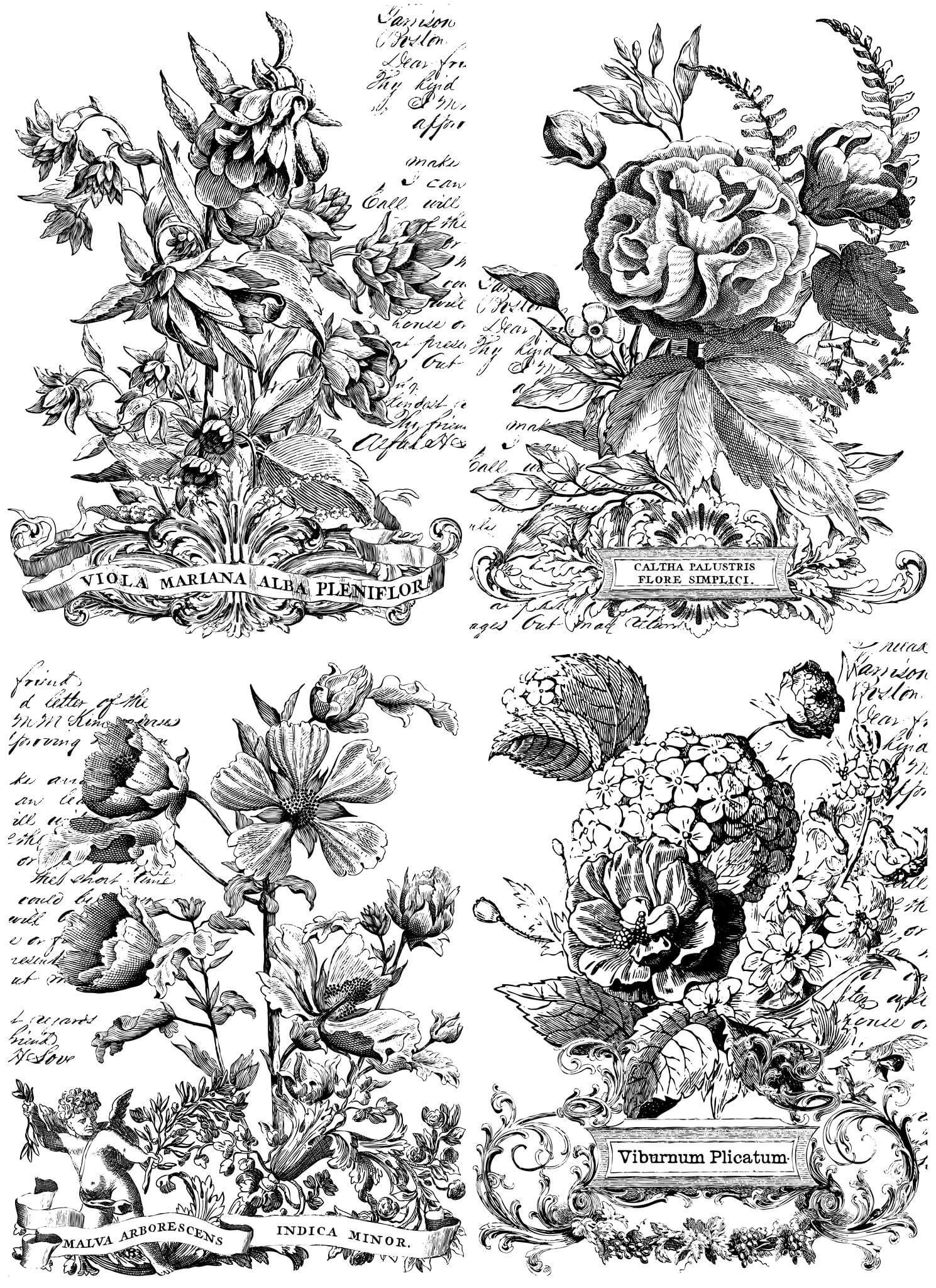 Classic Bouquets 24x33 Paintable Decor Transfer