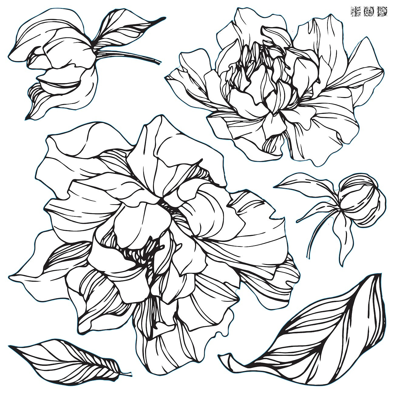 IOD Stamp Peonies